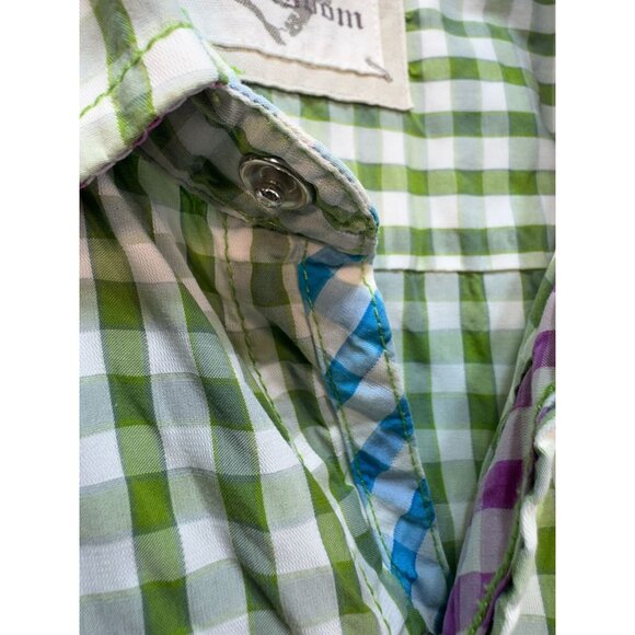 Age Of Wisdom Mens Green & Blue Checkered Long-Sleeve Button-Down Shirt - Picture 5 of 13